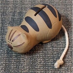 Vtg Takahashi Stoneware Cat Coin Bank Made In Japan Unmarked 1970's Kitty